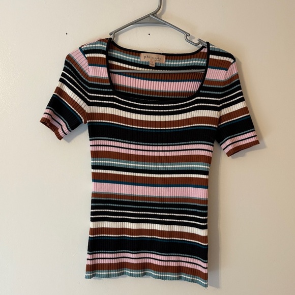 Philosophy Tops - Philosophy Women’s Ribbed Striped Square Neck Size Small Top